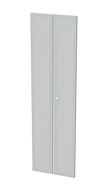 Produkt DveÅe plechovÃ© s perforacÃ­ LC-50, 42U, Å¡Ã­Åky 600, dvoukÅÃ­dlÃ© RAL7035, 1-b zÃ¡mek - Solarix - PÅÃ­sluÅ¡enstvÃ­