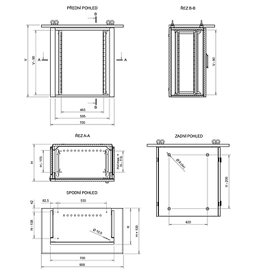 Produkt Rozvaděč termoizolovaný LC-07 15U 700x400 RAL 7035 bez vent. jednotky LC-07-15U-74-25001-00-G - Solarix - Venkovní termoizolovaný