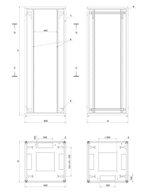 Produkt Rozvaděč LC-50 42U, 800x1000 RAL 7035, skleněné dveře - Solarix - Stojanové 19"