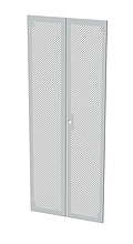 Produkt Dveře plechové s perforací LC-50, 42U, šířky 800, dvoukřídlé RAL7035, 1-b zámek - Solarix - Příslušenství