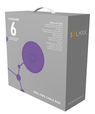 Produkt Instalační kabel Solarix CAT6 U/UTP LSOH D<sub>ca</sub>-s2,d2,a1 Extended+ 450 MHz 100m/box SXKD-6-UTP-LSOH - Solarix - Kabely drát