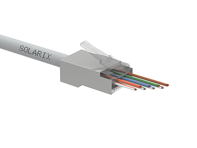 Produkt Univerzální EASY konektor RJ45 CAT5E STP 8p8c na drát i licnu SXRJ45-5E-STP-EASY - Solarix - Konektory