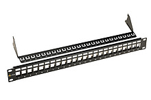 Produkt 19" modulární neosazený patch panel Solarix 24 portů černý 1U SX24M-0-STP-BK-UNI - Solarix - Patch panely