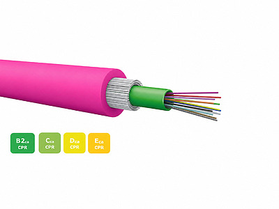 Produkt Univerzální kabel CLT DRAKA 12vl 50/125 LSOHFR B2<sub>ca</sub>-s1a,d1,a1 OM4 3.0kN růžový - Draka - Kabel optický