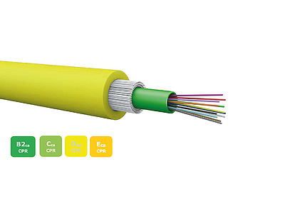 Produkt Univerzální kabel CLT DRAKA 12vl 9/125 LSOHFR B2<sub>ca</sub>-s1a,d1,a1 OS2 A1 3.0kN žlutý - Draka - Kabel optický