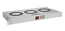 Produkt Chladící jednotka 19" 1U 3 ventilátory s bimetalovým termostatem RAL 7035 do 19" lišt VJ19-3-T-G - Solarix - 19" příslušenství