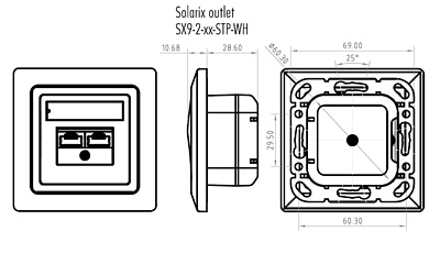 Produkt Zásuvka Solarix CAT5E STP 2 x RJ45 pod omítku bílá SX9-2-5E-STP-WH - Solarix - Zásuvky