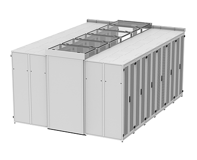 Produkt Kryt pro studenou uličku se zvýšenou střechou, pro skříně 42U výšky, bez nožek nebo podstavce, RAL 7035 - Solarix - Datová centra