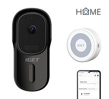 Produkt iGET HOME Doorbell DS1 Black + iGET CHIME CHS1 White - Inteligentní bateriový videozvonek v setu s reproduktorem  - iGET - Chytrá domácnost