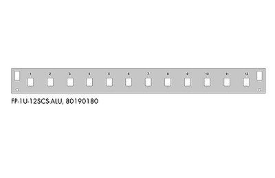 Produkt Čelo  optické vany 1U ALU pro 12 SC simplex / E2000 / LC duplex FP-1U-12SCS-ALU - Solarix - Optické vany a čela