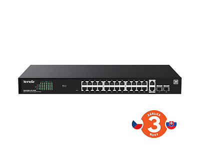 Produkt Tenda TEG2228P-24-410W Cloud PoE Managed Gigabit Switch, 24x PoE, 26x RJ45, 2x SFP - Tenda - Switche
