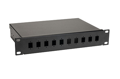Produkt Vana optická 10" 1U BK včetně čela SC 10 portů simplex FO-10-1-10SCS-B - Solarix - Optické vany a čela