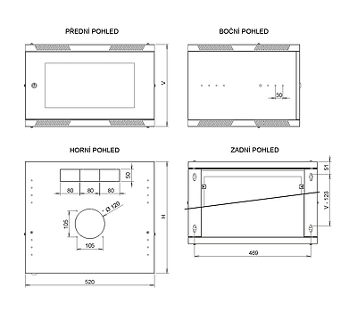 Produkt Rozvaděč nástěnný skládaný SENSA LITE 6U 450mm, dveře sklo, RAL 7035, SENSA-L-6U-545-11-G - Solarix - Nástěnné 19"