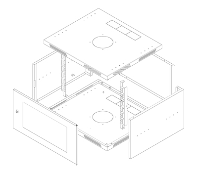 Produkt Rozvaděč nástěnný skládaný SENSA LITE 6U 450mm, dveře sklo, RAL 7035, SENSA-L-6U-545-11-G - Solarix - Nástěnné 19"