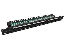 Produkt 19" patch panel Solarix 24 x RJ45 CAT5E UTP s vyvazovací lištou 1U SX24L-5E-UTP-BK-N - Solarix - Patch panely