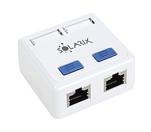 Produkt Zásuvka Solarix CAT5E STP 2 x RJ45 na omítku bílá SX288-5E-STP-WH - Solarix - Zásuvky