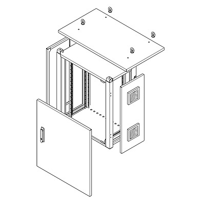 Produkt Rozvaděč termoizolovaný LC-07, 15U 700x400, RAL 7035 s vent. pravá bočnice LC-07-15U-74-25002-0P-G - Solarix - Venkovní termoizolovaný