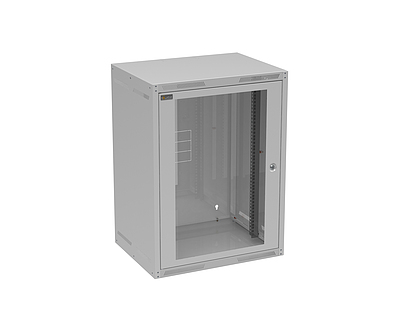 Produkt Rozvaděč nástěnný GrandN 16U 450mm, dveře sklo, RAL 7035, GrandN-16U-645-11-G - Solarix - Nástěnné 19"