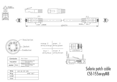 Produkt Patch kabel CAT5E UTP PVC 3m šedý non-snag-proof C5E-155GY-3MB - Solarix - Patch kabely